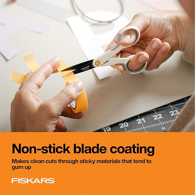 Fiskars Micro Trip Scissors, SoftGrip Precision Cutting Shears, Non-Stick Stainless Steel Blades, 5 inches