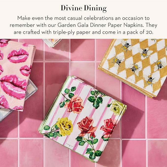MACKENZIE-CHILDS Dinner Paper Napkins, Stylish Paper Dinner Napkins, Garden Gala