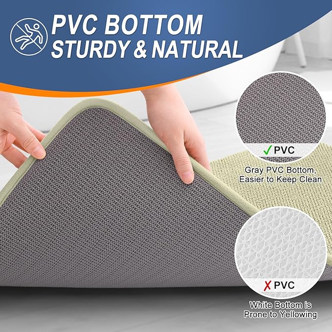 OLANLY Thick Memory Foam Bath Mats Rugs 44x24, Extra Soft Absorbent Bathroom Rug, Quick Dry Bath Mat, Non-Slip, Machine Washable Carpet for Bathroom, Tub and Shower, Home Decor Accessories, Vanilla