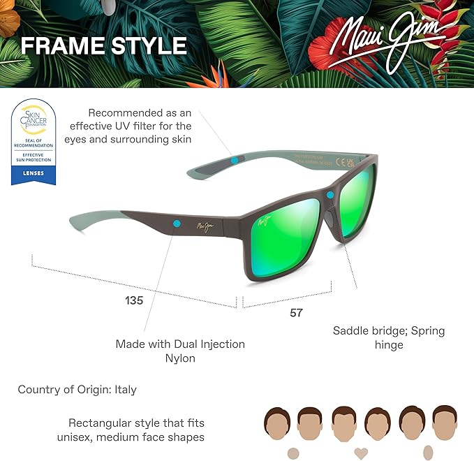 Maui Jim Polarized Men's and Women's The Flats Rectangular Sunglasses