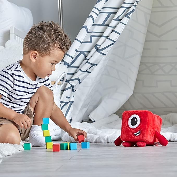 hand2mind Numberblocks One Plush, Plush Figure Toys, Numbers for Toddlers, Preschool Math Learning Toy, Stuffed Animal, Small Plushies, Soft Blocks, Counting Cubes, Stuffies for Kids, Birthday Gifts