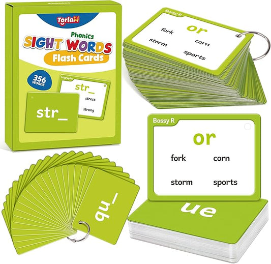 Torlam Sight Words Flash Cards for Kids Phonics Learning,Learn to Read Digraphs CVC Blends Long Vowel Sounds Spelling Reading Phonics Games, Site Words for Classroom Homeschool