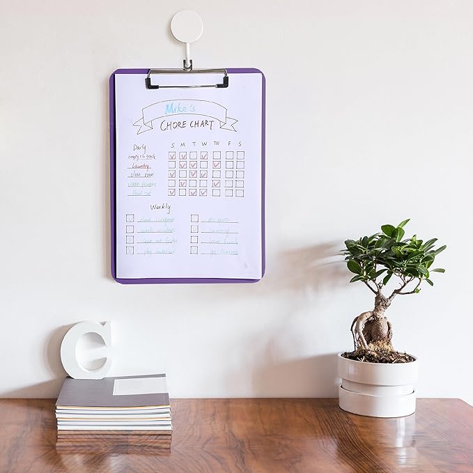 Mr. Pen- Plastic Clipboard, 12.5” x 9”, Purple, Clipboard Plastic, Low-Profile Metal Clip with Retractable Hanging Hole