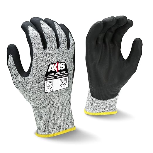 Radians RWG563TXXL Axis Cut Protection Level A2 Foam Nitrile Coated Gloves, Tagged, Pair, 2X-Large (Pack of 12)