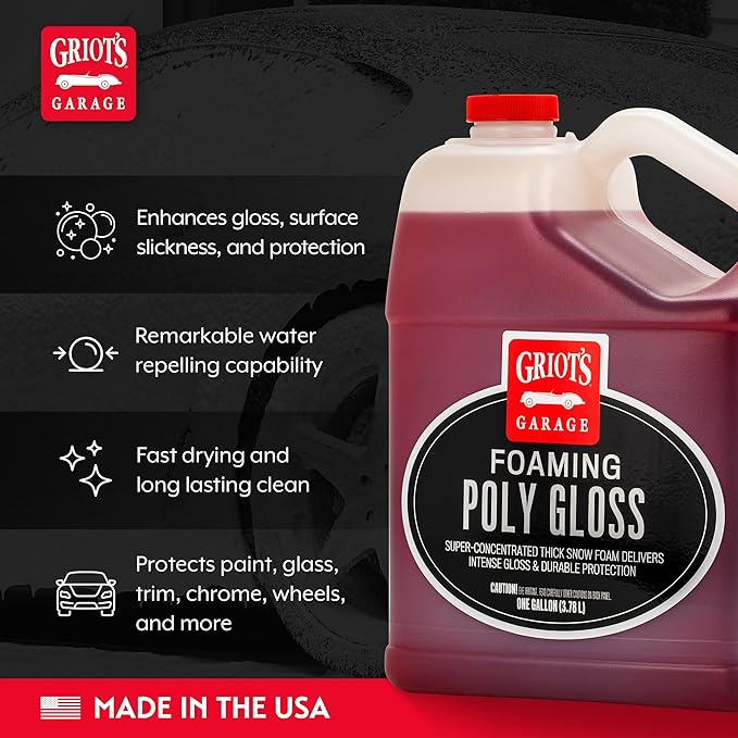 Griot's Garage Foaming Poly Gloss for Car Cleaning and Detailing, Spray Wash & Wax, Compatible with the BOSS Foam Cannon Auto-Mix System, One Gallon