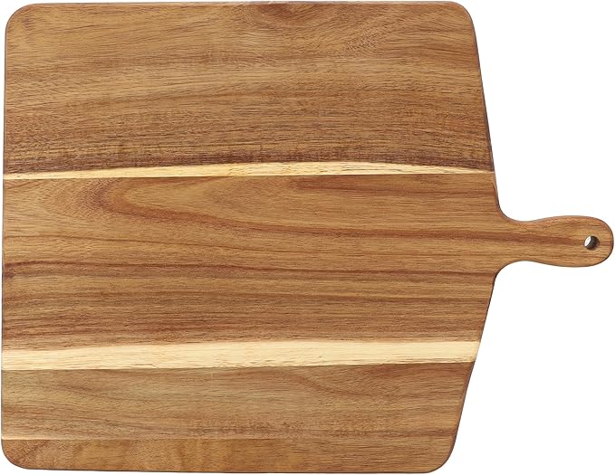 Elama 13 Inch Square with Handle Thick Acacia Wood Butcher Block – Heavy-Duty Cutting and Serving Board for Meat, Cheese, and Vegetables (13 Inch Square with Handle)