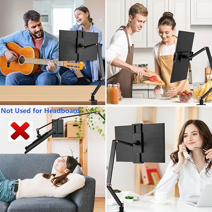 Tablet Stand Holder for ipad,Portable Monitor Stand Holder 15.6''Max,Desk Mount with 360°Rotate Base,Fits for 4.7-12.9" Max Phone,Kindle,Fire HD,Nintendo Switch