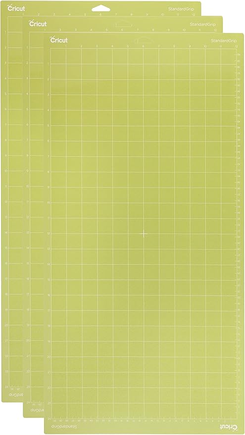 Cricut StandardGrip Machine Mats 12in x 24in, Reusable Cutting Mats for Crafts with Protective Film, Use with Cardstock, Vinyl and More, Compatible with Cricut Explore & Maker, (Green, 3 Count)