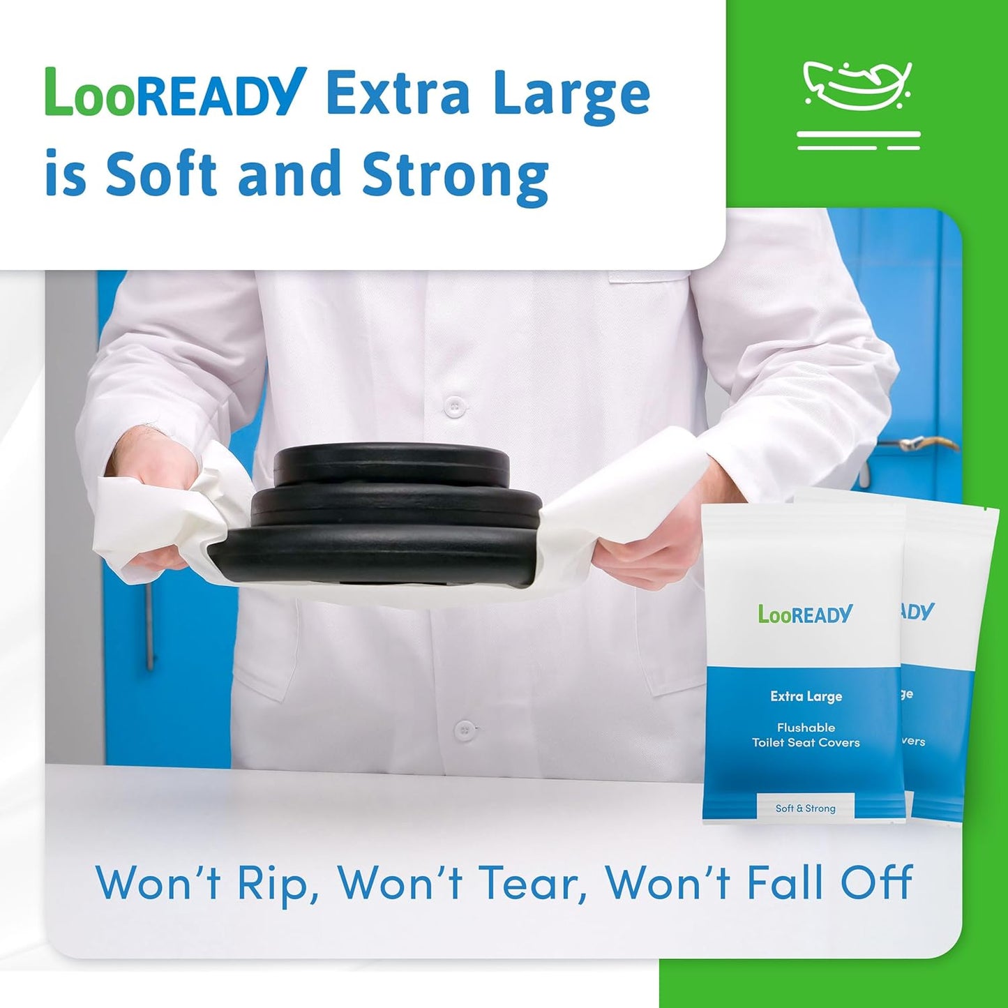 Individually Wrapped Toilet Seat Covers Disposable Flushable - Deluxe Premium Quality Travel Essential - Extra Thick and Large - Sample Size 5 pack