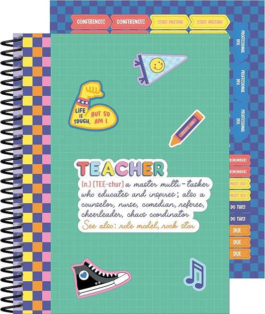 Carson Dellosa We Stick Together Teacher Planner 2025-2026, Undated 8" x 11" Lesson Plan Book With Retro Stickers, Class Schedule, Weekly Calendar, Homeschool and School Supplies, Classroom Must Haves