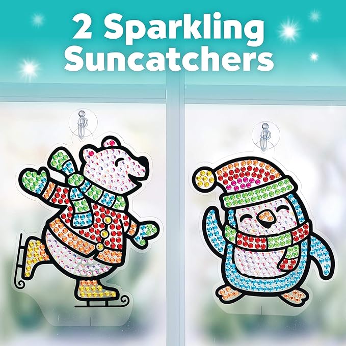 Creativity for Kids Holiday Big Gem Diamond Painting Kit | Create 12 Festive Stickers & 2 Suncatchers with 1000+ Colorful Gems | Fun for Parties, Gifts, Ornaments & Seasonal Décor (Ages 6+)