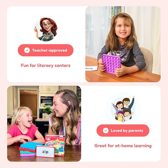 The Fidget Game Word Pop, CVC Word Games for Kids 4-6 - Learn to Read in Weeks - Multisensory Reading & Phonics Interactive Board Game Ideal for Pre Kindergarten to 1st Grade