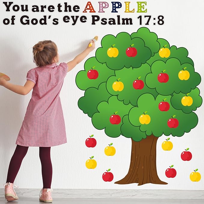 Pajean 86 Pcs Apple Tree Classroom Bulletin Board Set Fall Church Tree Bulletin Board Decorations Apple Cutouts Autumn Classroom Wall Decor for Home Elementary School Teacher Chalkboard Supplies