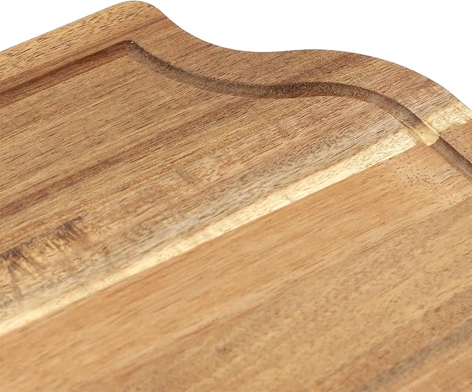 Elama 14 x 8.5 Inch Acacia Wood Cutting, Prep and Serving Butcher Cutting Board – Cutting and Serving Board for Meat, Cheese, and Vegetables (14 x 8.5 Inch)
