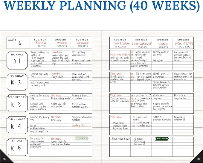 Carson Dellosa Education Modern Farmhouse Teacher Planner 2025-2026,Undated 8" x 11" Lesson Plan Book With Stickers, Class Schedule & Weekly Calendar School Supplies, Homeschool & Classroom Must Haves