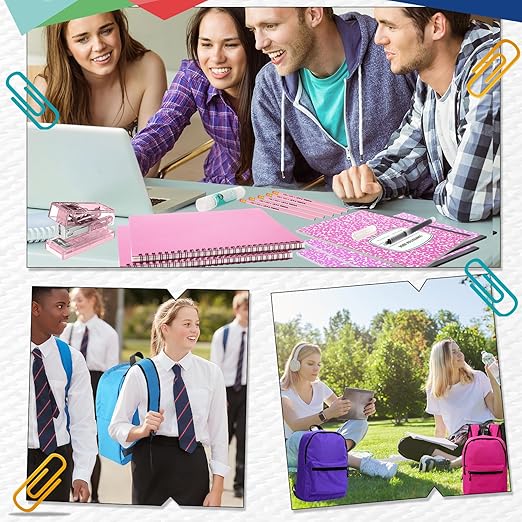 126 Pcs Christmas Middle High School Supplies Kit with Backpack for Student 7-12 Grades, School Supplies Bulk Bundle Essential Notebook Calculator for Xmas Holiday Gifts(Hot Pink Aesthetics)