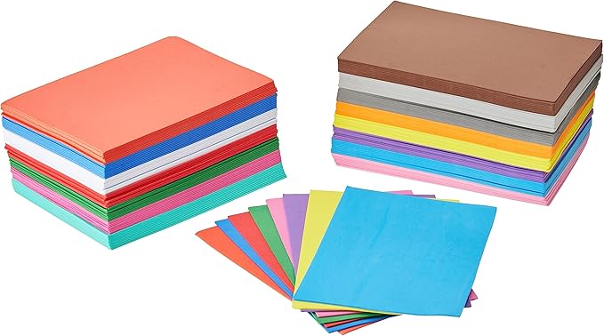 ARTEZA EVA Foam Sheets, 5.5 x 8.5 Inches, 15 Colors, 150 Sheets, 1.35-mm Thick, Foam Sheets for DIY Gifts and Crafting