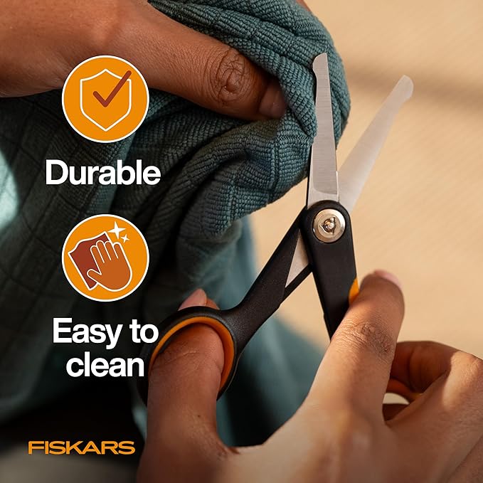 Fiskars Pet, Dog & Cat Grooming Scissors, Rounded Tips & SoftGrip Handle, Cat and Dog Supplies, 5.5”, Orange/Black, Detailing Scissors