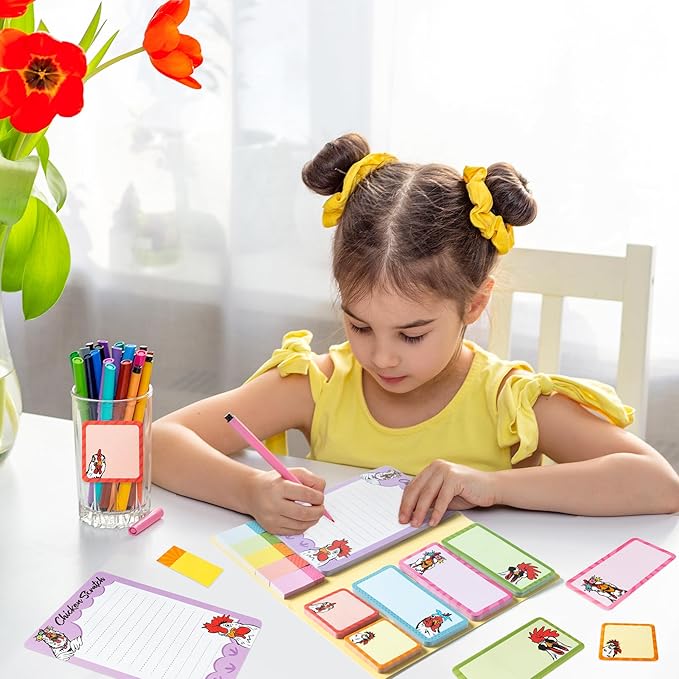 B1ykin Cute Sticky Notes Set - Chicken Scratch Self-Stick Notes Pad, 550 Sheets Writing Memo Pages Sticky Notepad for Teacher Appreciation Gifts, School Office Party Favors Supplies (Funny Chicken)