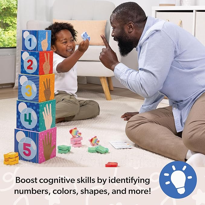 Melissa & Doug® Ms. Rachel™ Sort and Count Nesting and Stacking Blocks with Wooden Fish Preschool Learning Toy for Boys, Girls - FSC Certified