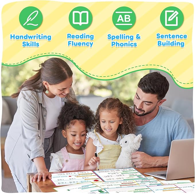 CVC Word Games Sentence Building for Kids, Handwriting Practice Sight Words Writing Tracing Phonics Flash Cards, Pre k Preschool Kindergarten Learning Activities Homeschool Special Education