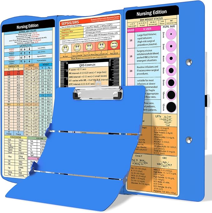 Nursing Clipboard Foldable Clipboard Medical: Edition Cheat Sheets Aluminum 3 Layers Foldable Clipboards Nursing Pocket Size Profile Clip Nurse Clipboards Notepad for Nurses Students and Doctors
