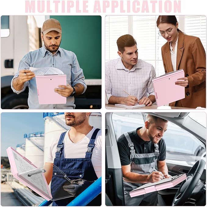 Hongri Clipboard with Storage, Pink 8.5 x 11 Folder Nursing Side Opening, Heavy Duty with Dual Compartment, Smooth Writing for Teachers, Classroom, Size 13.3 x 9.4 x 1.5 in, Office & School Supplies