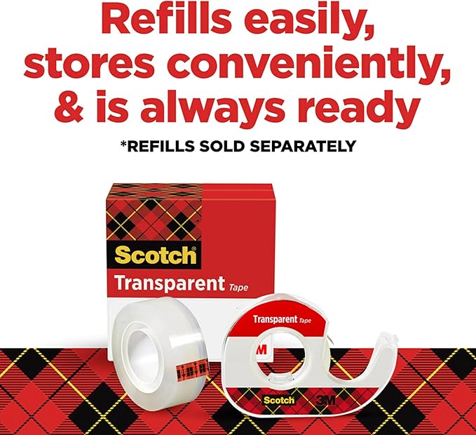 Scotch Transparent Tape , 0.5 in x 450 in (12.7 mm x 11.4 m)