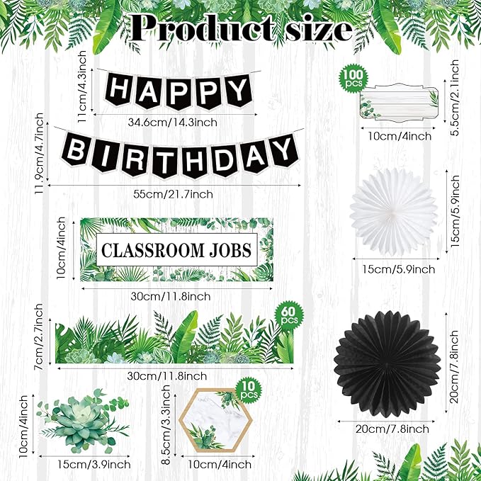 Kosiz Plant Classroom Decorations Sets Boho Greenery Bulletin Board Decor Included Welcome Banner Birthday Bulletin Board Class Jobs Chart for Eucalyptus Nature theme Back to School Classroom Decor