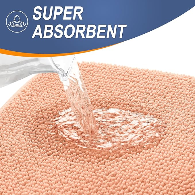 OLANLY Thick Memory Foam Bath Mat Rug 24x16, Extra Soft Absorbent Bathroom Rug, Quick Dry Bath Mats, Non-Slip, Machine Washable Carpet for Bathroom, Tub and Shower, Home Decor Accessories, Peach