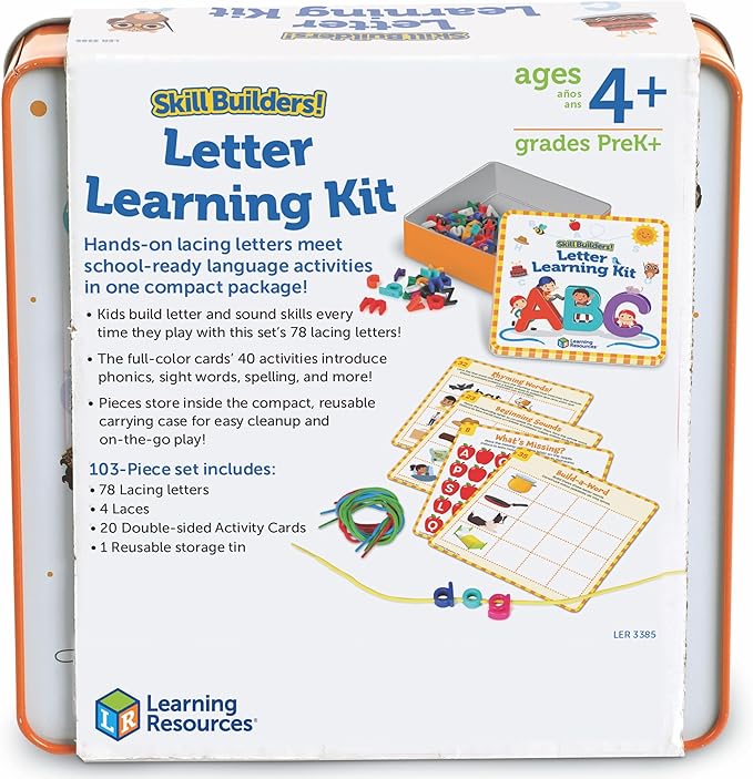 Learning Resources Skill Builders Letter Learning Kit - Alphabet Montessori Toys, Homeschool Supplies, Preschool Classroom Must Haves, Toddler Activities, Lacing Cards