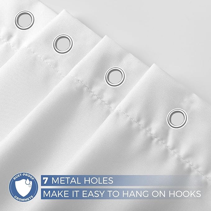 downluxe Stall Waterproof Fabric Shower Curtain Liner, Soft Cloth Shower Liner with 2 Magnets, Machine Washable Small Bathroom Curtain, Narrow Size 36" W x 72" L, White
