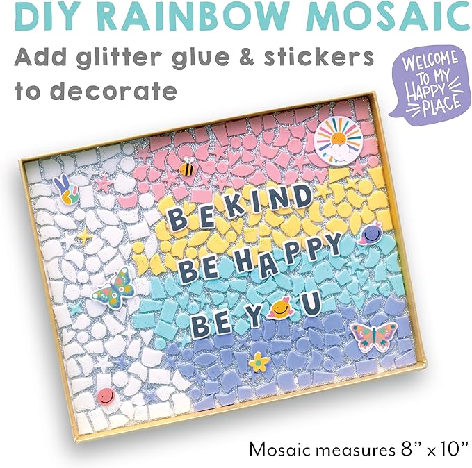 Creativity for Kids Rainbow Mosaic Craft Kit: Valentine Craft Kit for Kids, Gifts for Girls, Diamond Painting for Kids (Ages 7+)