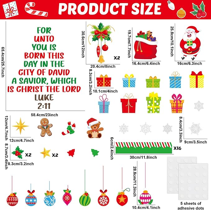 Christmas Religious Bulletin Board Set Christmas Tree Classroom Decor Christian Bible Lord Xmas Gift Boxes Snowflakes Cutouts for Winter Holiday Sunday School Church Classroom Chalkboard Wall Decor