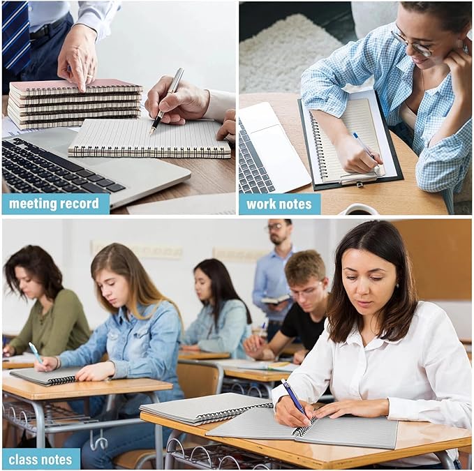 Fuutreo 24 Pcs Spiral Notebook for Work A5 8.3 x 5.7 Inch College Ruled Spiral Journal Notebook Kraft Cover, 12 Color, 60 Sheets, 120 Pages for Office School Supplies(Vintage Color)