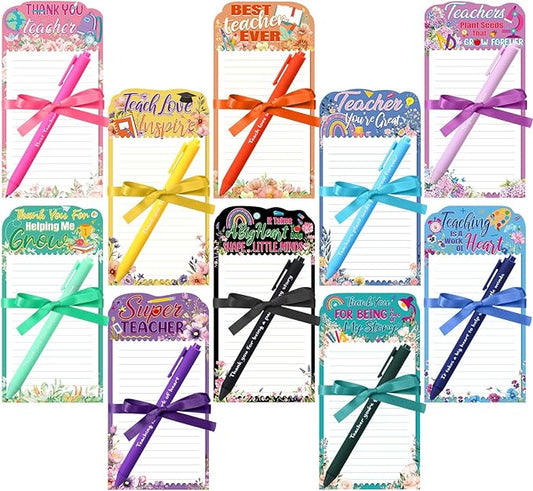 Tellingyou 30 Pcs Teacher Appreciation Gifts Teacher Notepads with Pen Floral Teacher Sticky Notes Teacher Memo Pads Bulk to Do List for Teacher's Day Birthday School Office Back to School Present