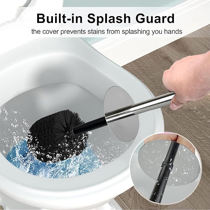 Matte Black Ribbed Design Resin Toilet Bowl Holder and Brush Set, Durable Bathroom Cleaning Tool with Ergonomic Handle and Efficient Bristles, Stylish and Compact Design