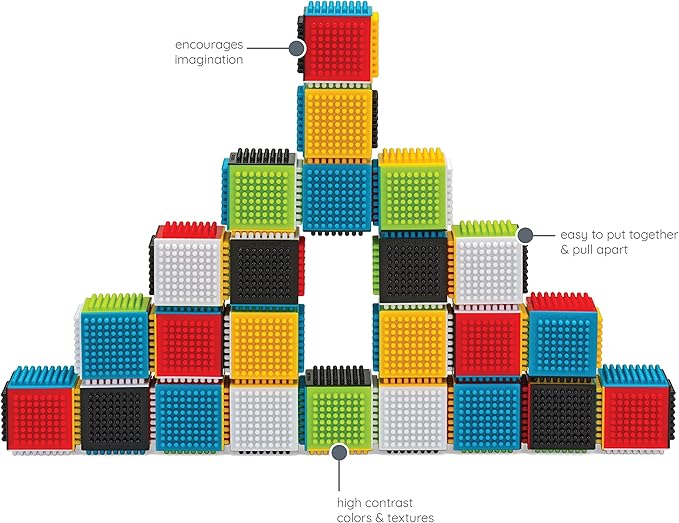 Infantino Press & Stay Sensory Blocks for Babies Age Grade 12m+, 24-Piece Set, Multicolor