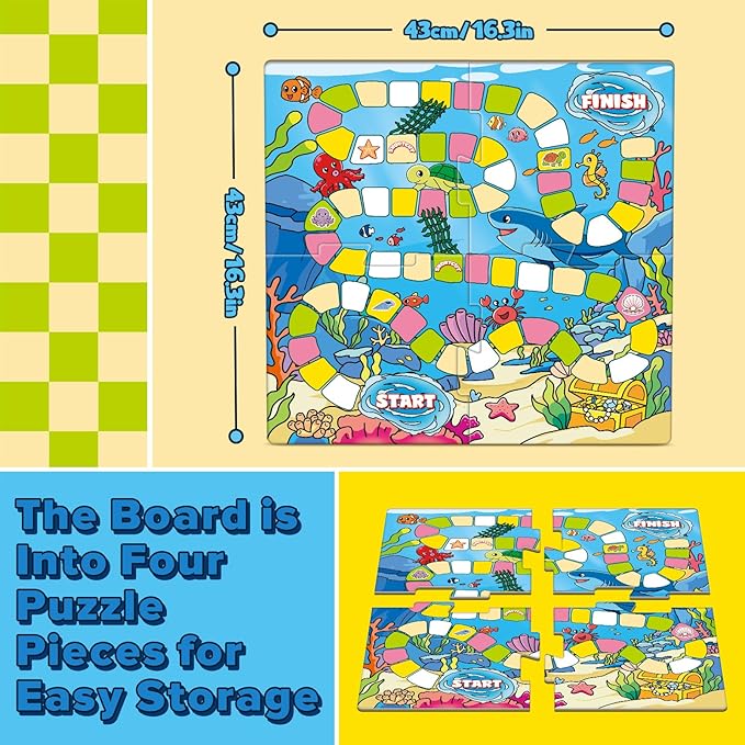 Word Ocean Phonics Board Game for Kids, Educational Learning Board Game for Boys and Girls, Reading and Spelling Game Ages 4-6, Classroom Travel Indoor Outdoor Family Game