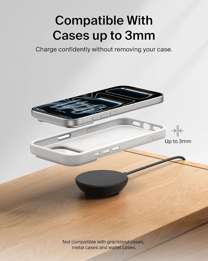 Belkin MagSafe Charger, Magnetic iPhone Charger w/ Qi2 25W, Fast Wireless Charging Pad w/Kickstand for iPhone 17 Series, Samsung Galaxy, Pixel 10, AirPods Pro, Travel - Adapter Included, Black