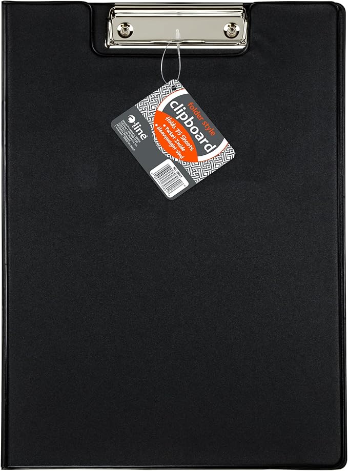 C-Line Clipboard Folder, Letter Size, Holds up to 75 Sheets, 1 Clipboard, Black (30601)