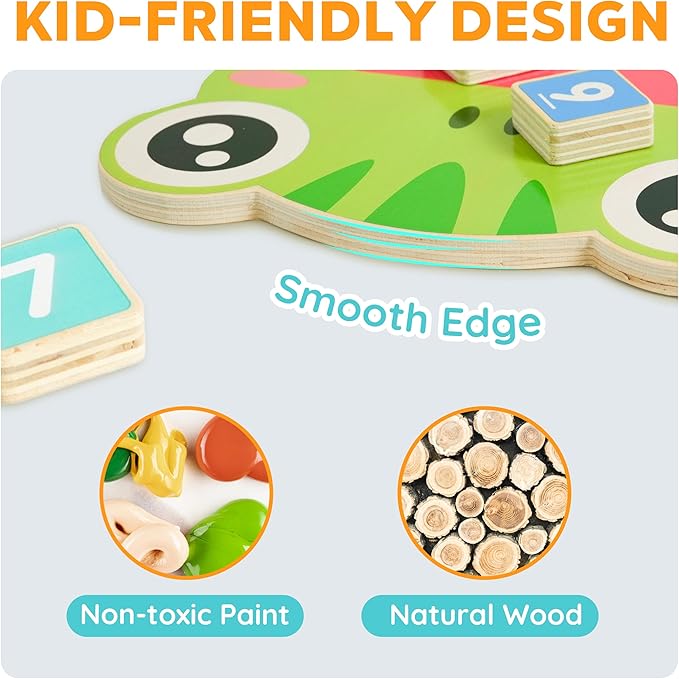 Math Manipulatives Number Counting Blocks for Kids Ages 3-5, Montessori Preschool Learning Toy with Arithmetic Cards, Frog Model Educational Gift for Toddlers Boys Girls