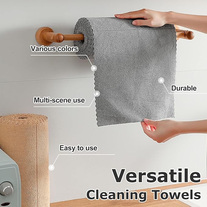 80 Pack Microfiber Cleaning Cloth Roll Reusable Paper Towels 12"x12" Tear Away Cloth, Microfiber Towels for Cars, Wash Cloths, Lint Free Dark Grey Rags for House, Kitchen,Window,Cleaning Supplies