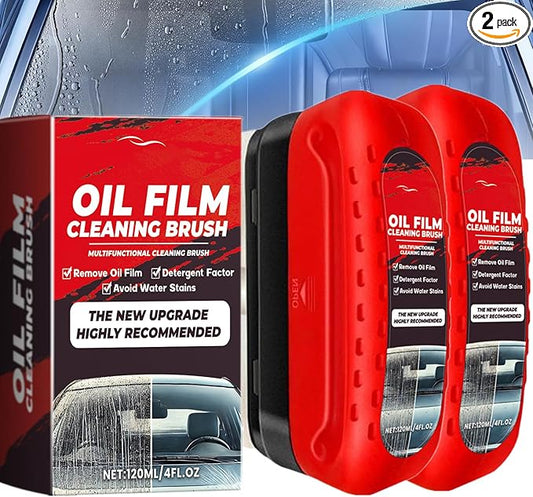 2Pc Automotive Oil Film Cleaning Brush, Windshield Cleaner for Car Windows & Glass, Glass Oil Film Remover for Car, Clear Vision Glass Cleaner, Anti-Rain & Anti-Fog Coating, Improves Clarity