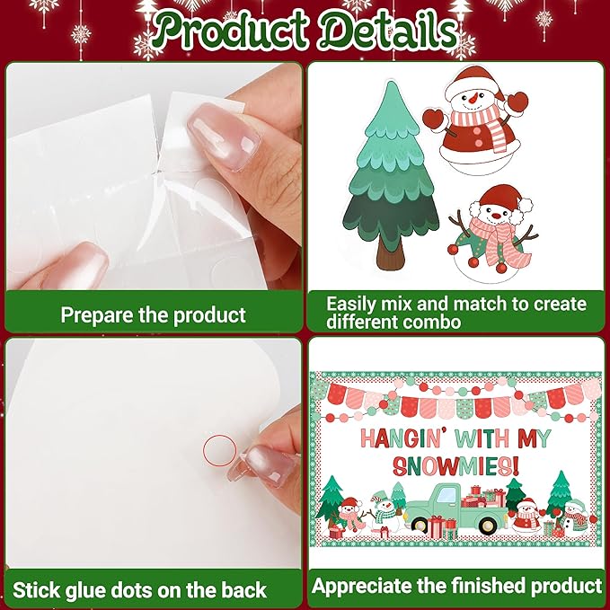 Winter Bulletin Board Decorations Winter Bulletin Board Set Snowman Hangin’ with My Snowmies Christmas Tree Truck Cutouts Holiday Decoration for Classroom School Chalkboard Wall Door Decor