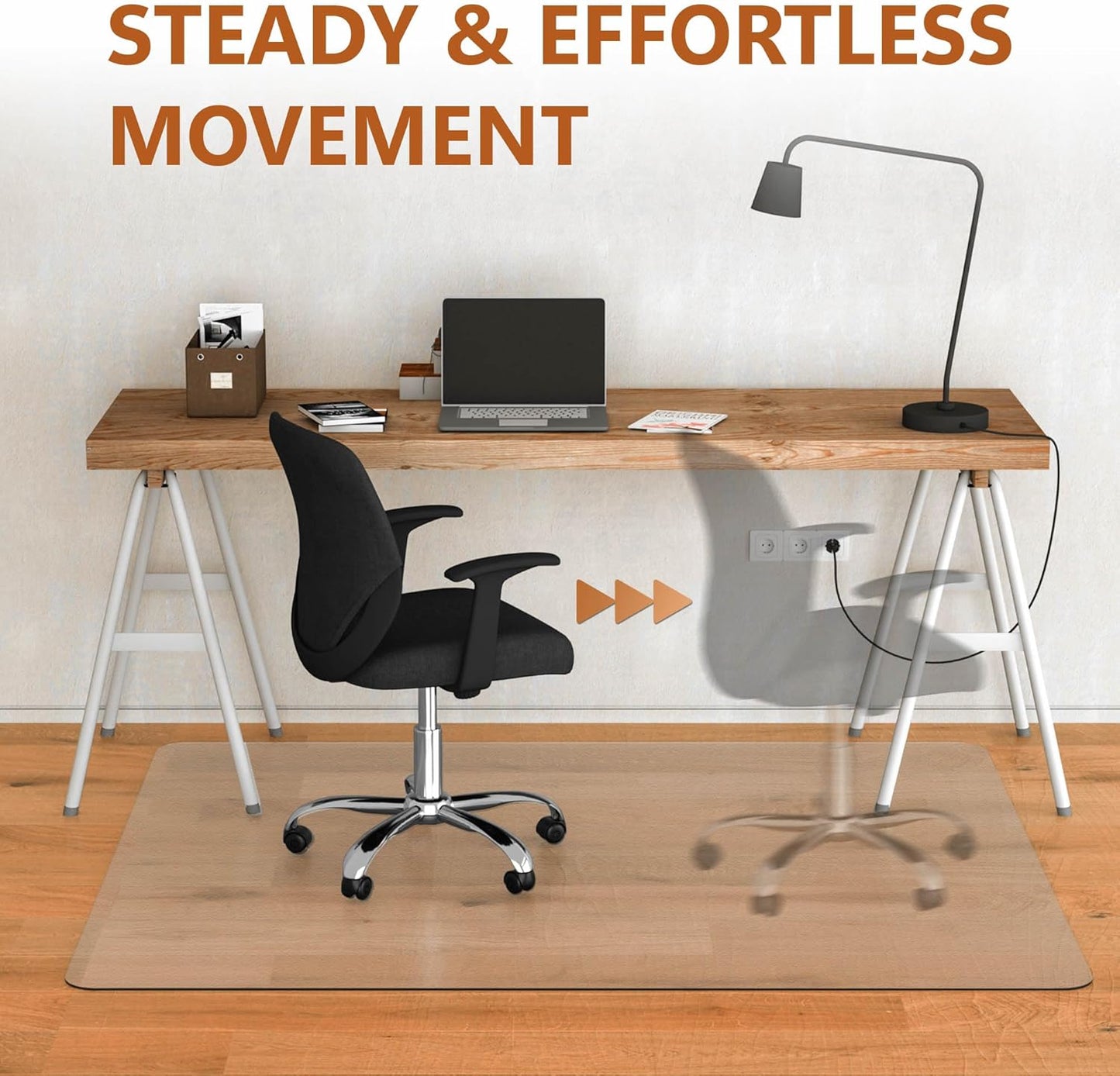 Office Chair Mat for Hardwood Floor- 44" x 58" Clear Desk Computer Chair Mat for Hard Wood/Tile Floors, Easy Glide Plastic Mat for Under Office Chairs on Hardwood for Work & Home