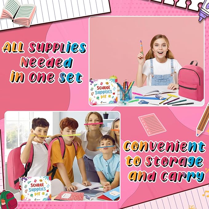 79 Pcs Christmas Gift Box for K-5 Elementary Middle Kit Bundle Bulk Essential for Operation Charity Xmas Gift(Pink)