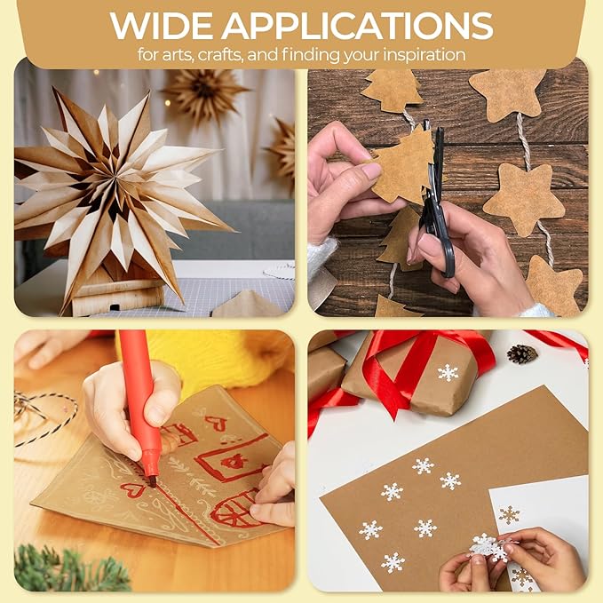 Ohuhu Brown Kraft Cardstock Thick Paper 100 Sheets - 8.5" x 11" Heavyweight 80 lb/216 gsm Card Stock for Crafts and DIY Card Making