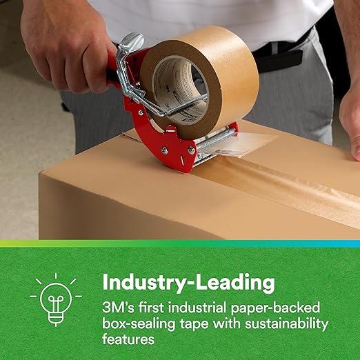 3M Scotch Performance Paper Box Sealing Tape 570, Brown, 1.9" x 547 yd (48 mm x 500 m), 1 Roll, Recycle-Compatible, Great for Packaging, Shipping, and Moving