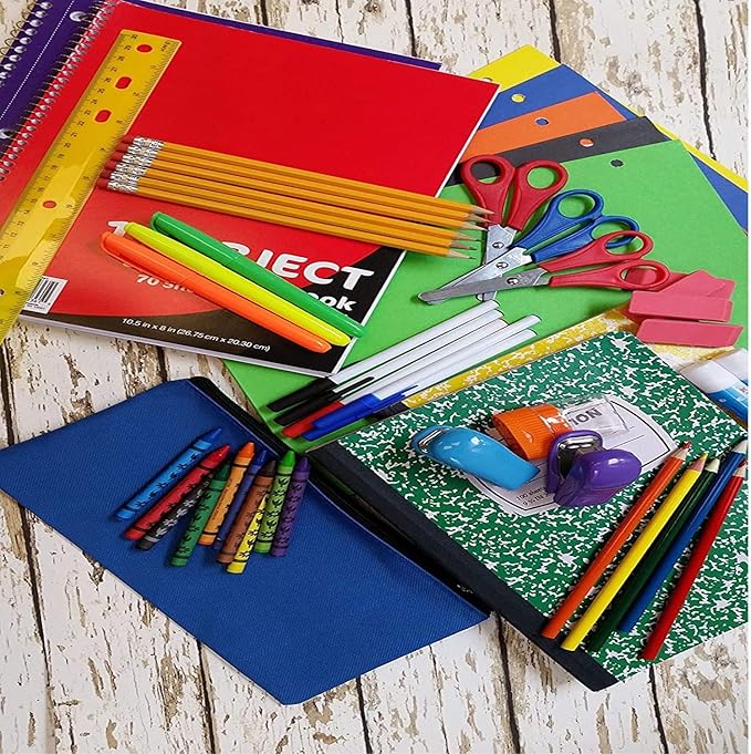Trail maker Bulk Back to School Supplies 60 Piece Bundle Kits for Girls, Boys, Kids | Back to School Supply Box Set Includes Notebooks, Folders, Headphones, Ruler, Folders, More (12 Kits)